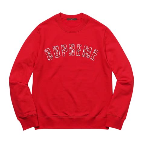 supreme louis vuitton arc logo red crew neck sweater|Louis Vuitton x supreme font.